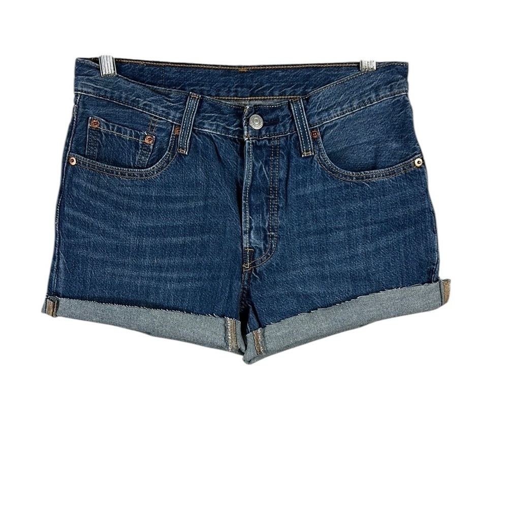 Levi’s 501 Button Fly Raw Hem Jeans Shorts Size 26 - Picture 5 of 8